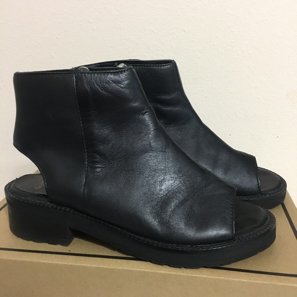 Arachnid Peep Toe Leather Ankle Boots - Picture 5 of 5